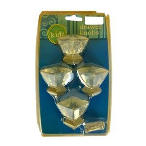 Cambria Kids Princess Cabinet Drawer Knobs 4 Faceted Clear Acrylic Bling Glam
